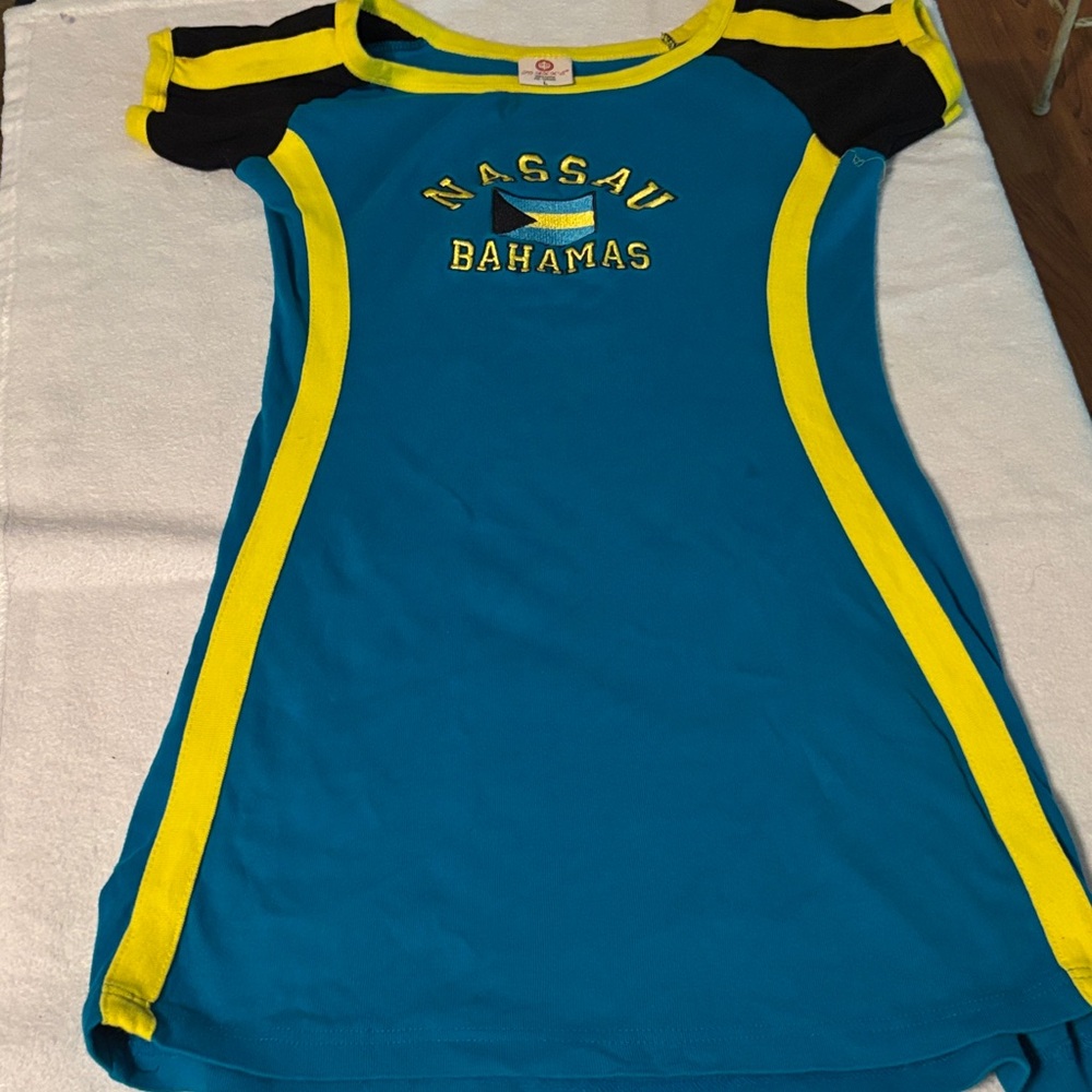 Nassau Bahamas Blue & Yellow Graphic Tee Dress